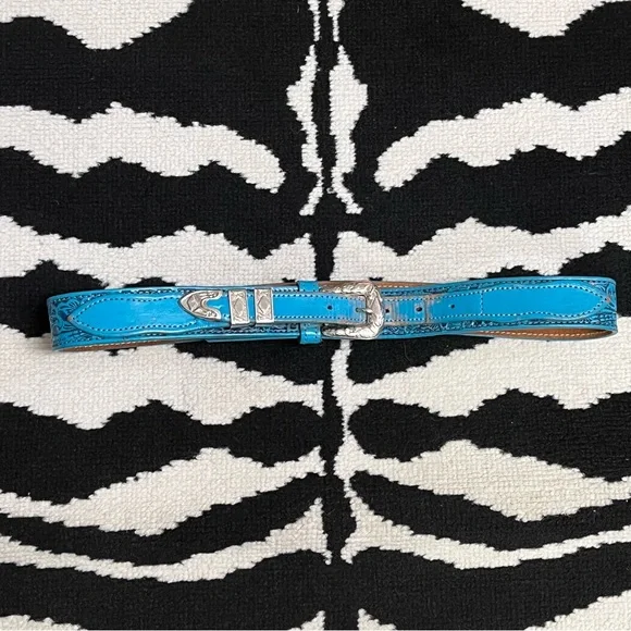 Boho Western Belt Turquoise Tooled Embossed Leather Vintage Size 30 WOWOGO Western Belts for Women Cowgirl Cowboy Country Belt  main image 3